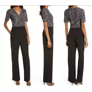 NEW $269 Dress the Population Anais‎ Metallic Tweed Bodice Jumpsuit Medium NWT